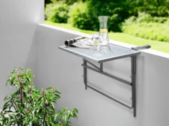Balkon-Hängetisch mit Glasplatte