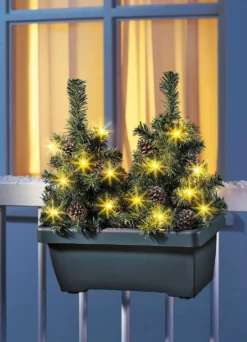 Balkonkasten mit LED-Bäumchen