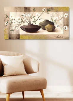 Bild mit dem Titel „Golden eingerahmte Kirschblüten“