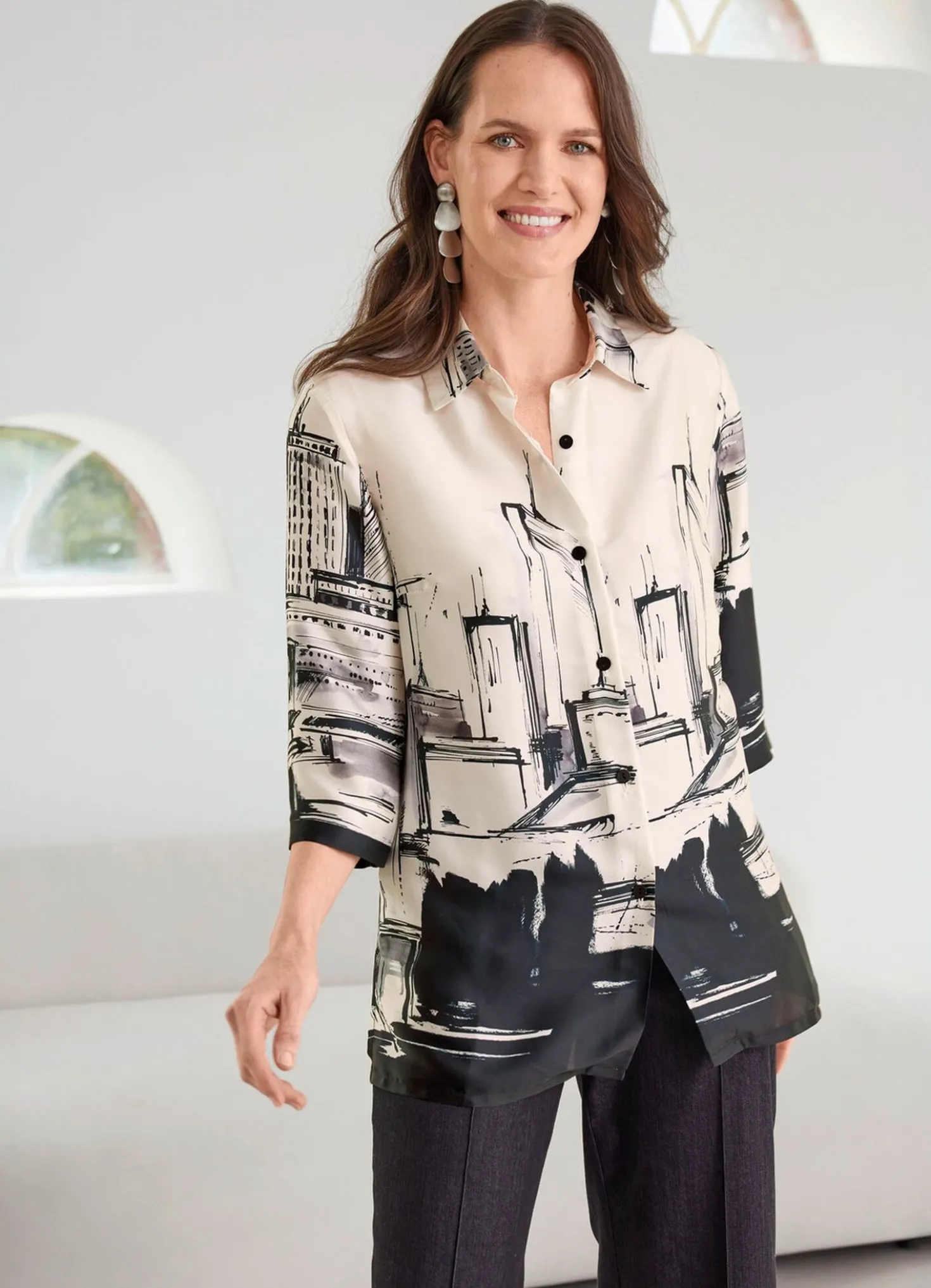 Bluse mit Hemdkragen