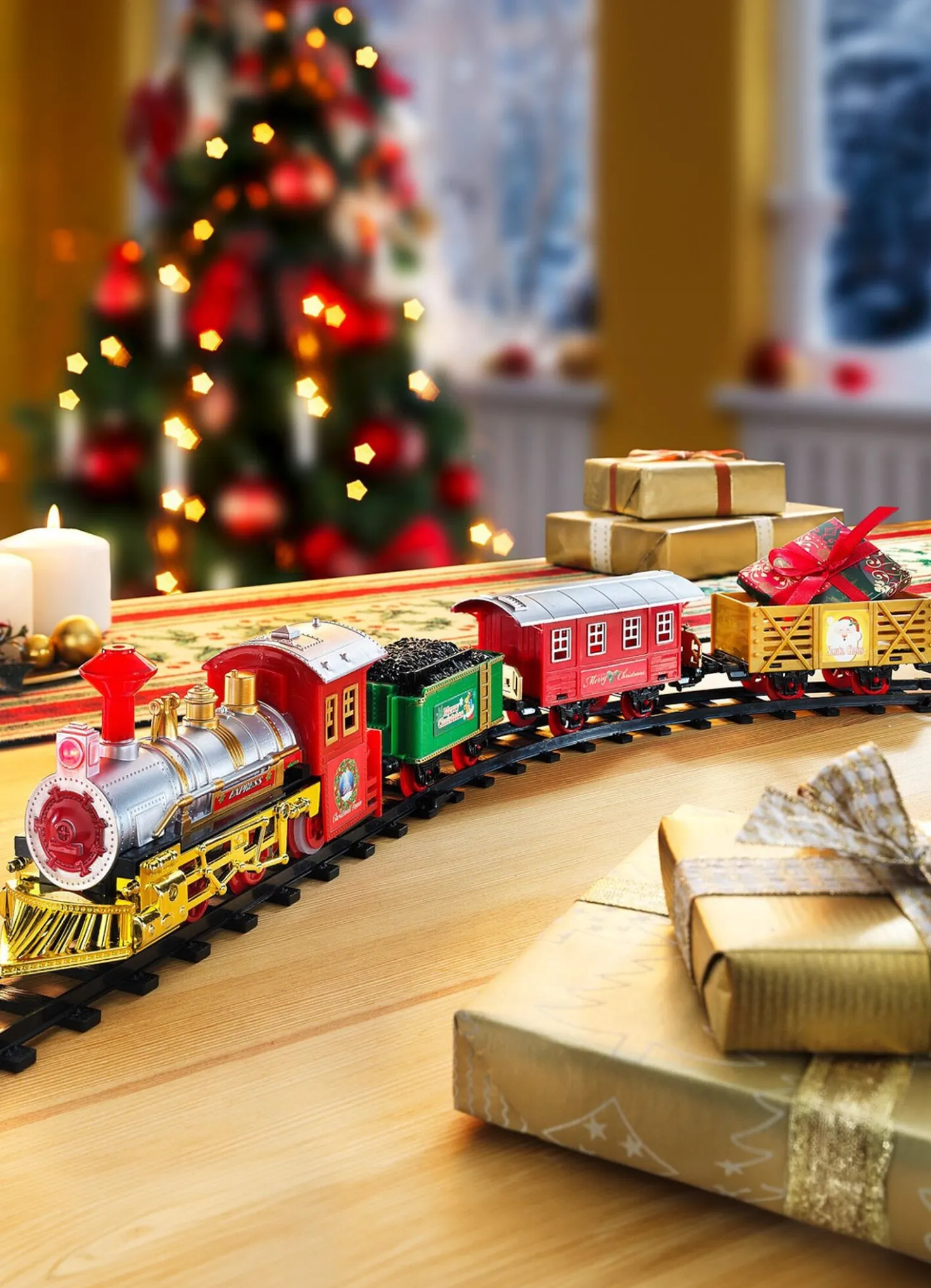 Elektrischer Weihnachtszug mit LED-Beleuchtung