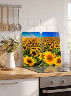 Herdabdeckplatten Sonnenblumen, 2er-Set