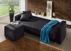 Klick-Klack-Sofa mit Hocker und Dekokissen
