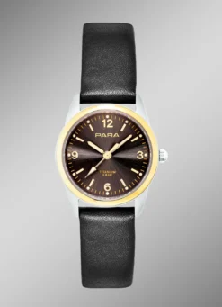 Para-Quartz-Partneruhren mit Lederband