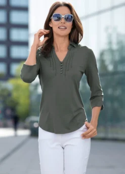 Shirt-Tunika mit Polokragen