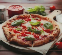 Wandblende aus Glas mit Pizza-Motiv