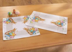 Zauberhafte Tischdecke mit niedlichen Ostermotiven